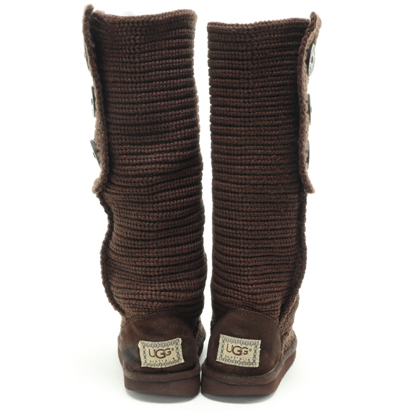 UGG Button Up Knit Boots Wool Blend Women 6 Brown - Picture 9 of 16